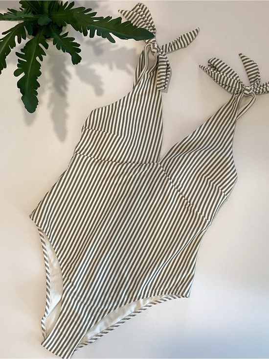 H&M Other - H&M Striped Tie-Shoulder Padded Cup High-Leg One-Piece Swimsuit - NWT
